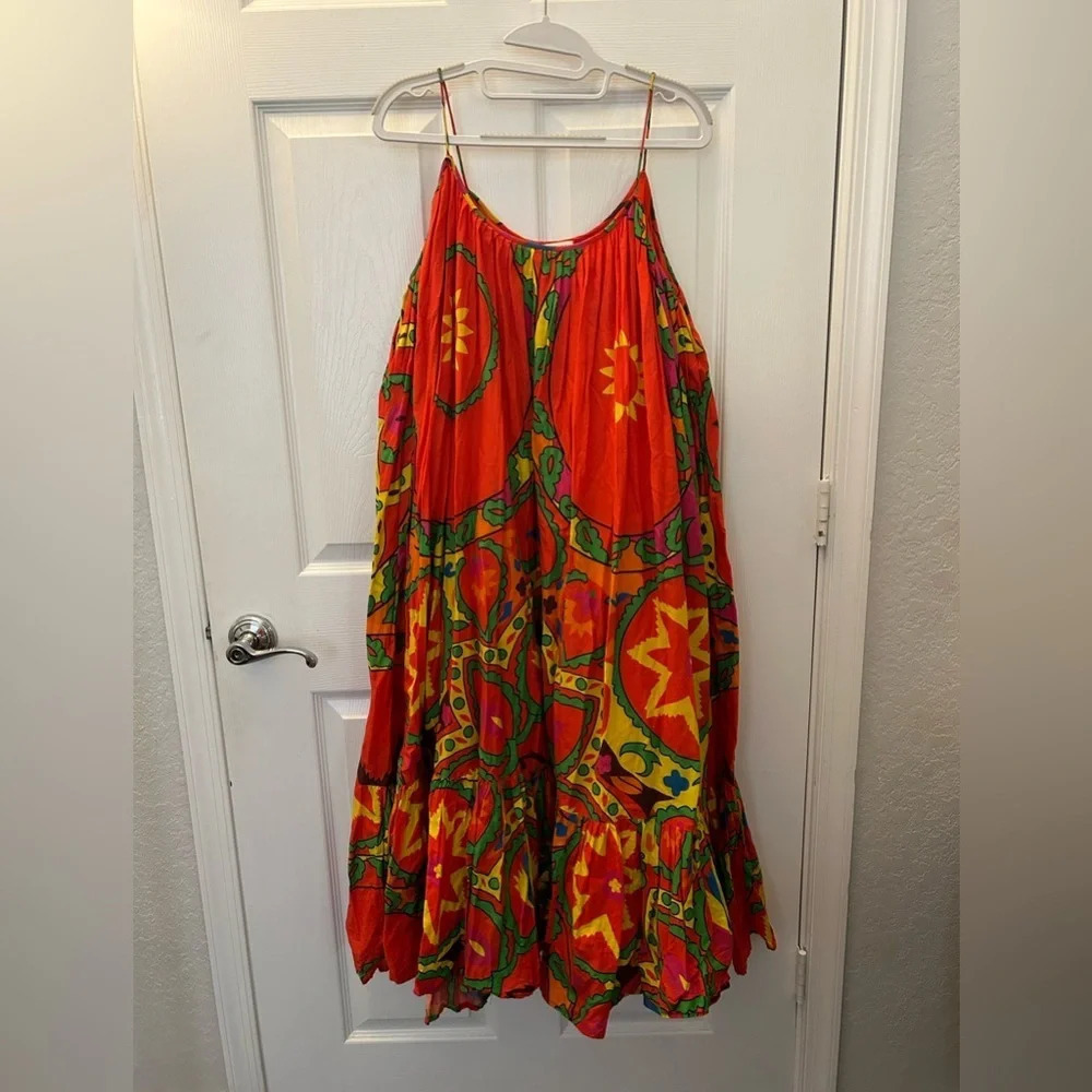 Small Rhode Resort Lea Uzbek Strappy Midi Dress Red Multi sz M - Picture 2 of 4